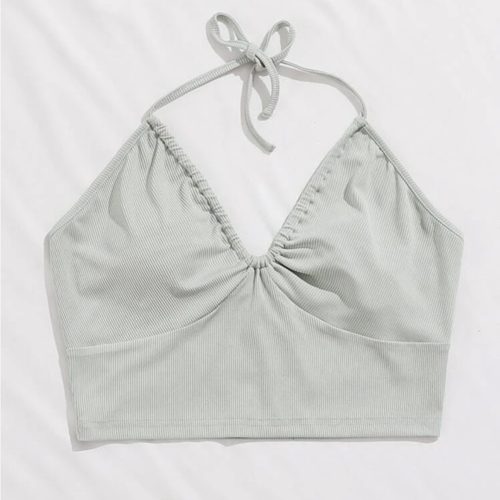 Mint green halter crop top